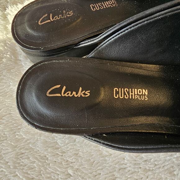 Clarks Women's Pure Cushion Plus Leather Slip On Mules Size 8.5M Studded Black‎ - Picture 3 of 6